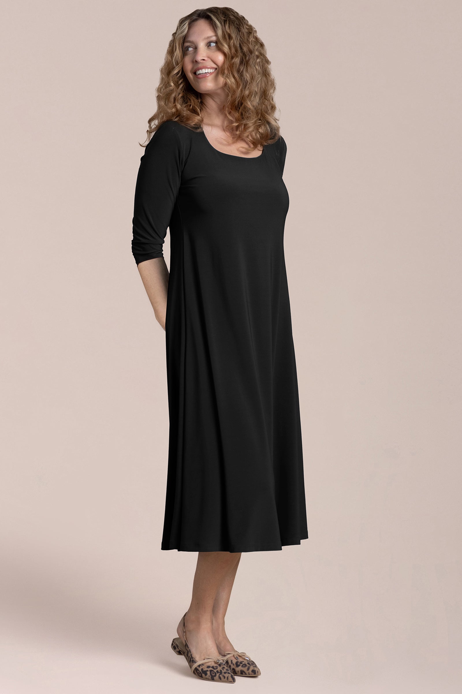 women fit and flare dress Square Neck Fit & Flare Dress Black-12 / 4