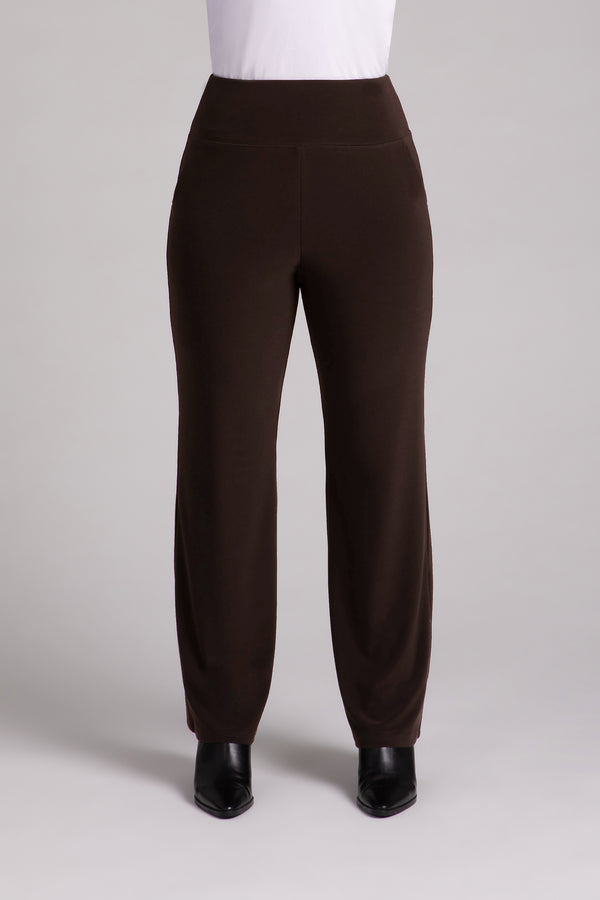 Straight Leg Pant with Yoke | Chocolate