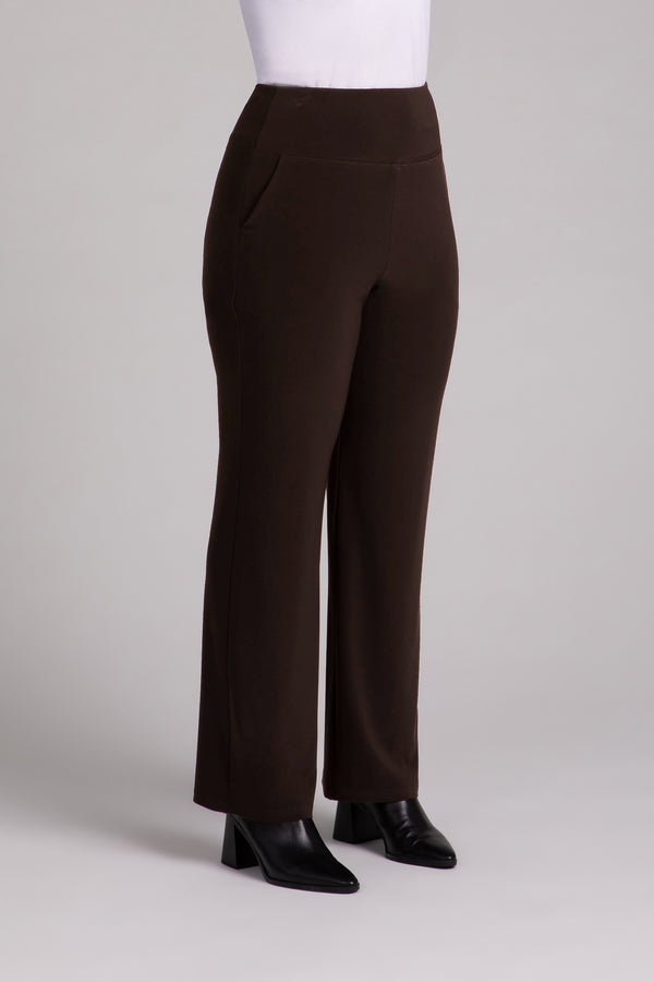 Straight Leg Pant with Yoke | Chocolate