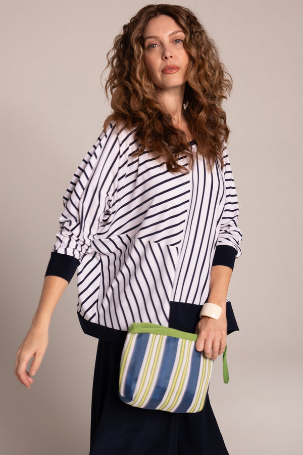 Trim Boxy Top | Navy Stripe