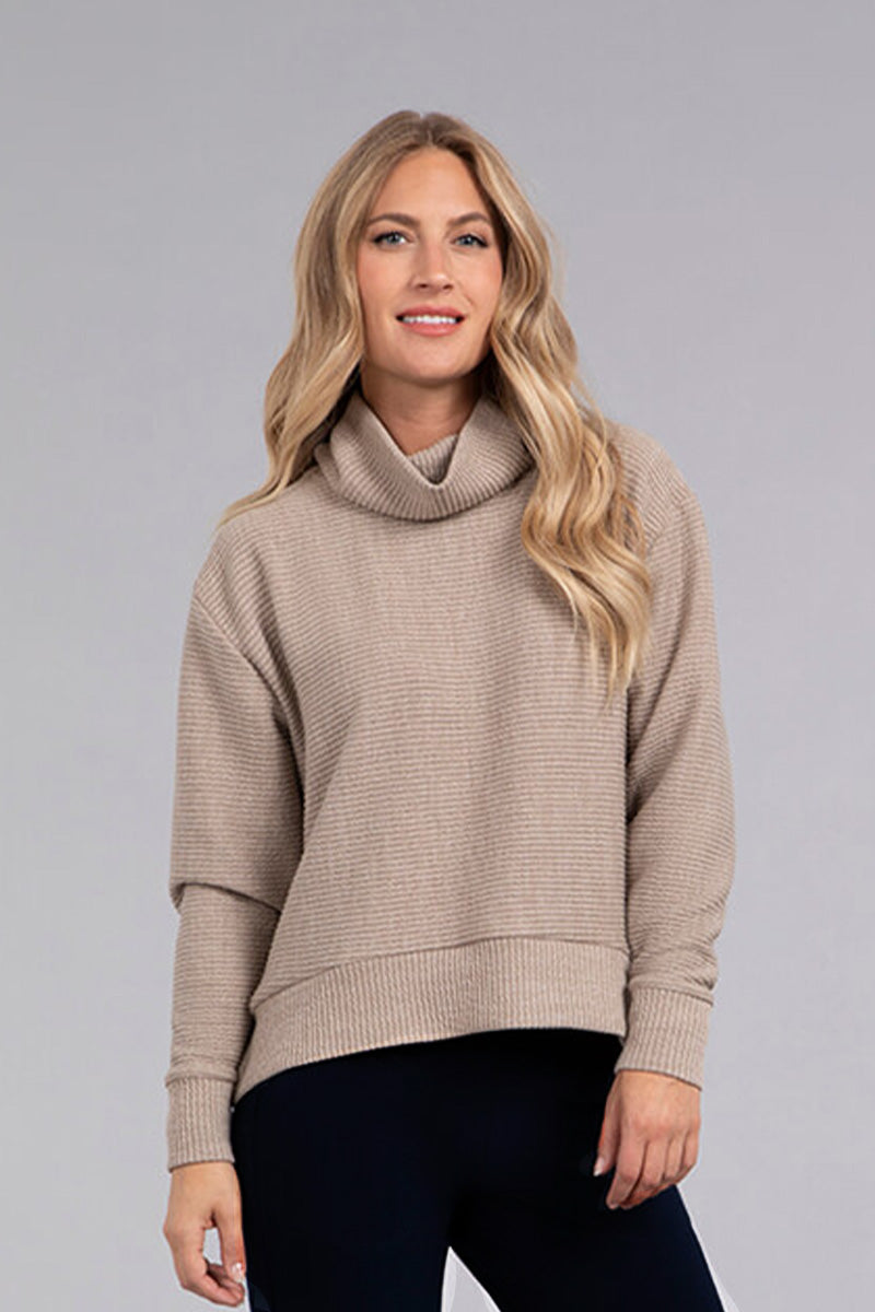 Turtle Neck High Low Rib Sweater