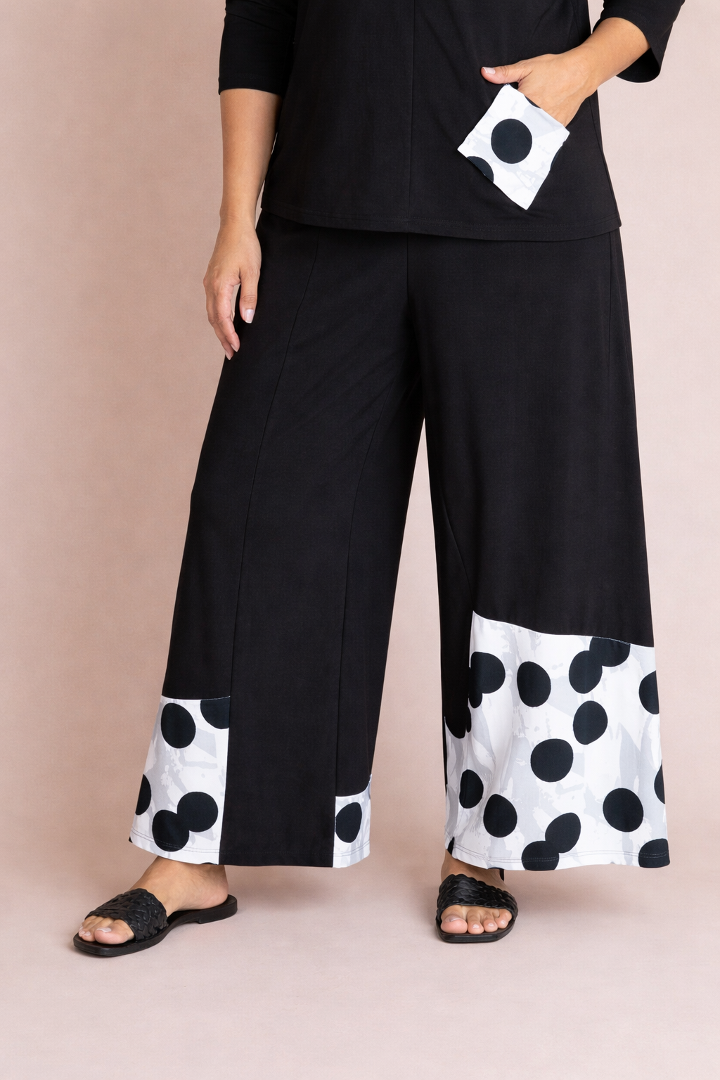 Wide Leg Crop, Blocked Print