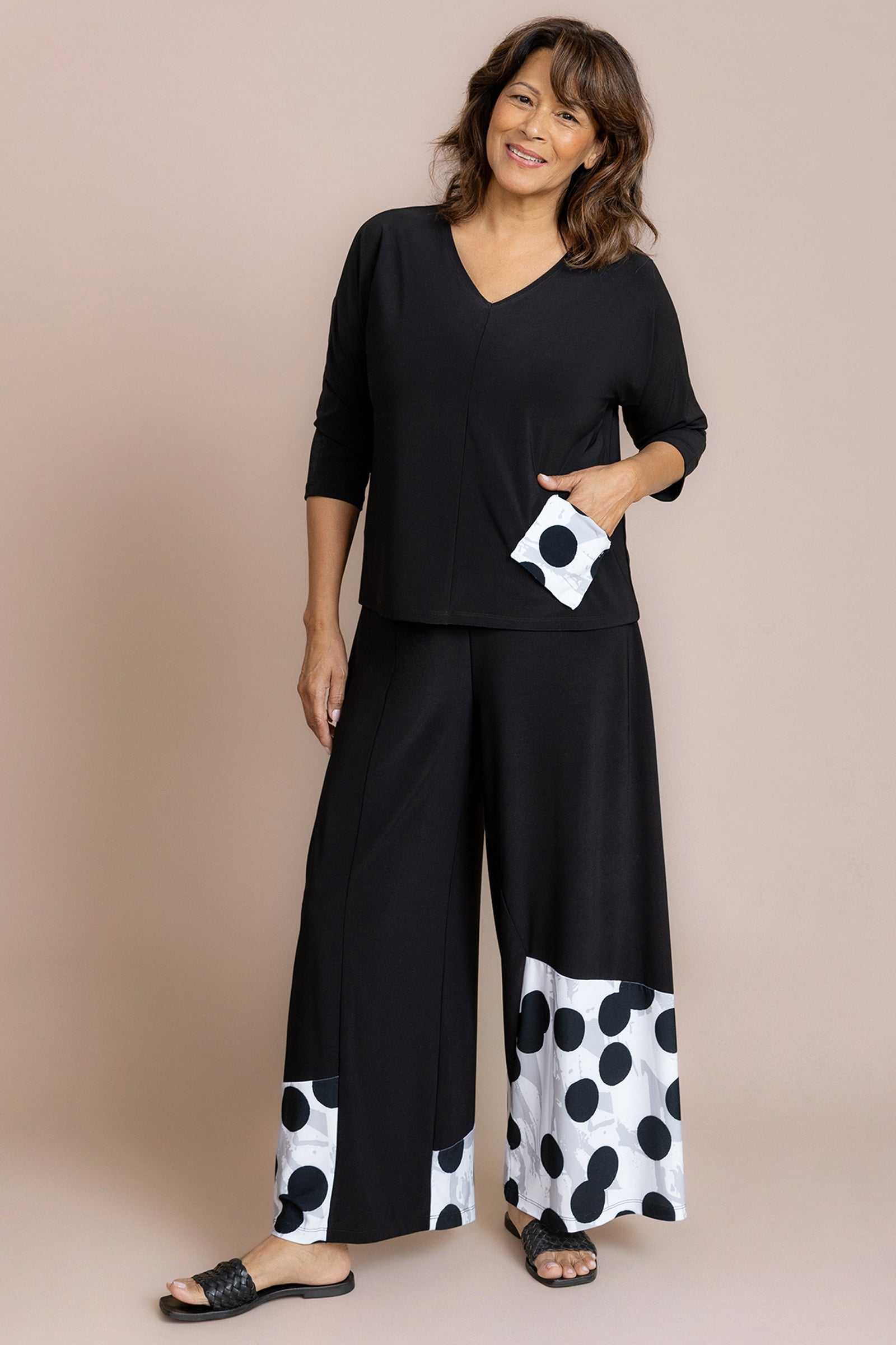 Wide Leg Crop,  Blocked Print