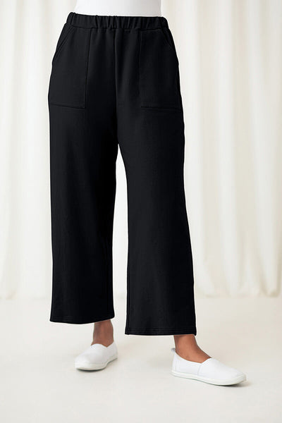 French Terry Wide Leg Pant | Black | Sympli US