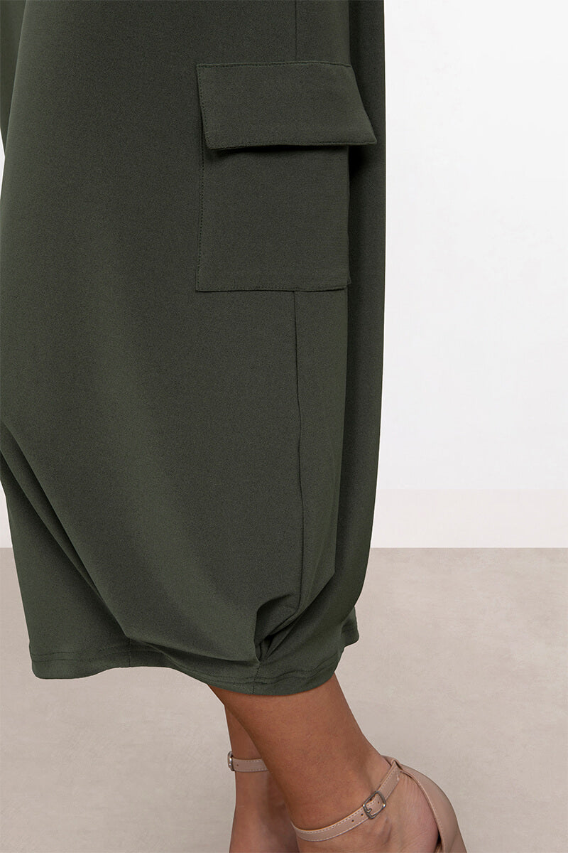 Pleat Hem Tank Dress | Melange Olive | Sympli US