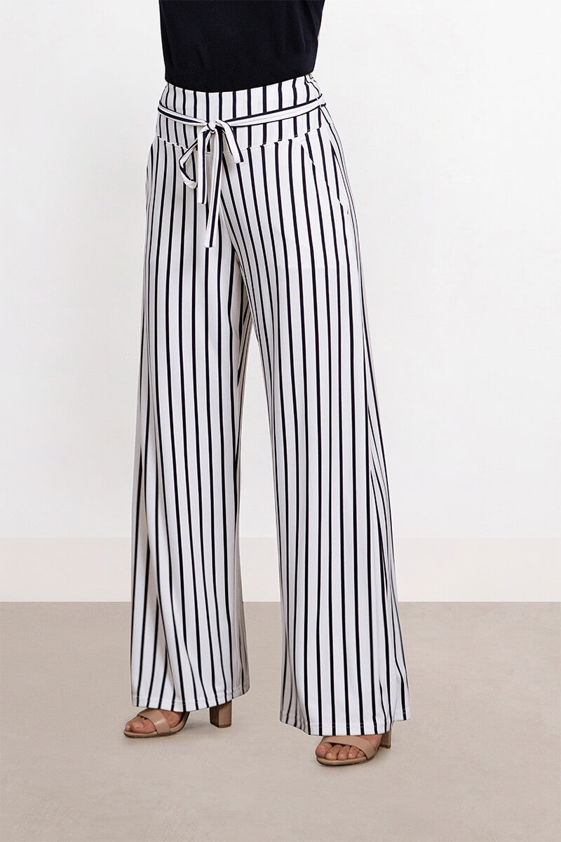 Wide Leg Trouser | Navy Stripe