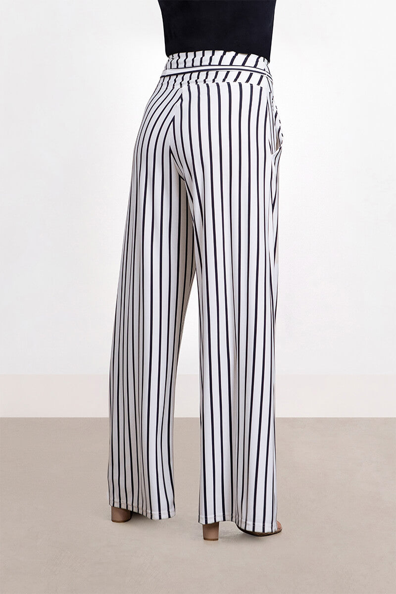 Wide Leg Trouser | Navy Stripe