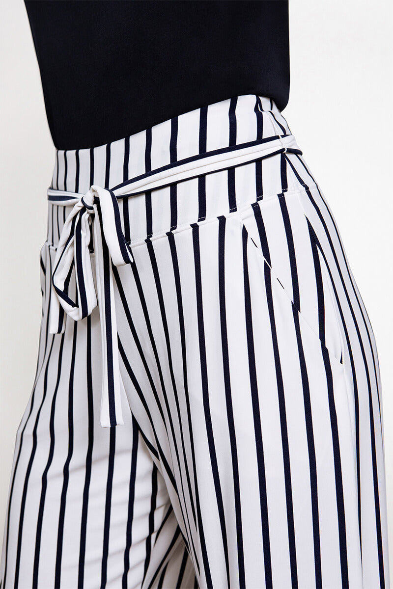 Wide Leg Trouser | Navy Stripe